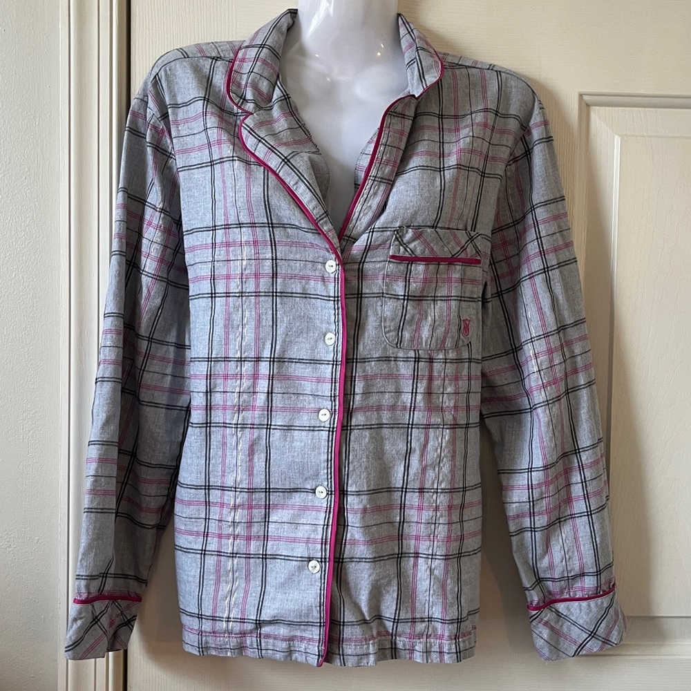 Victoria's Secret • Button Down Flannel Style Plaid Pajama Top • Size Small S